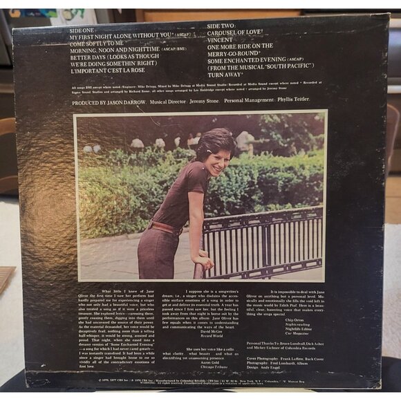 Jane Olivor "First Night" Vinyl LP 1976 Columbia Records Stereo - Picture 7 of 7